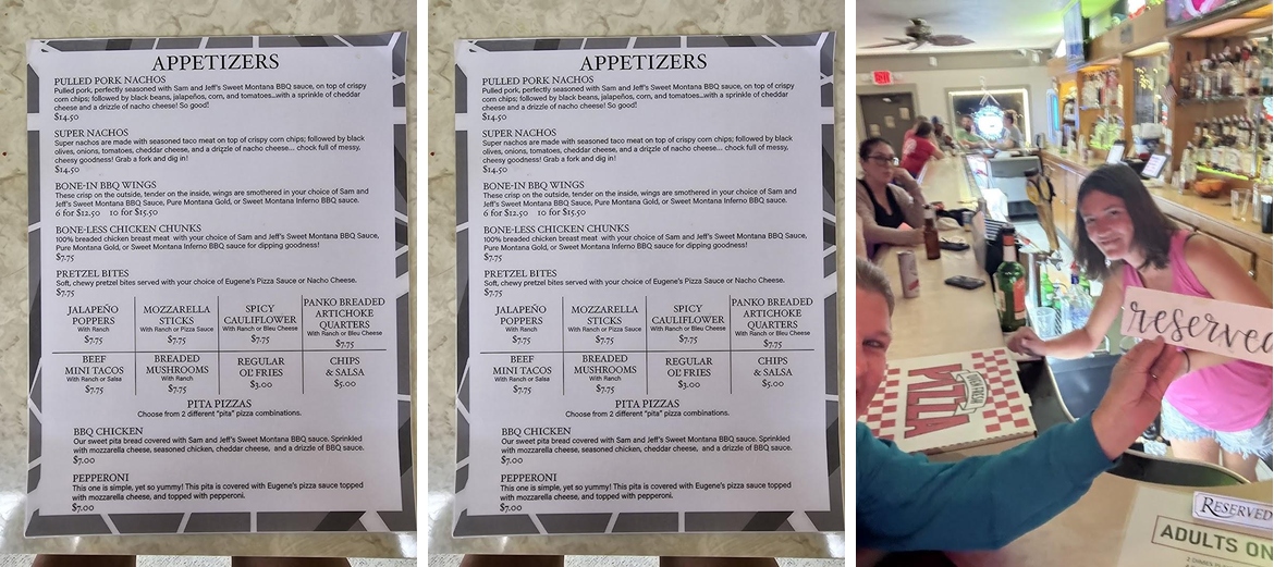 Sam and Jeff's Menu